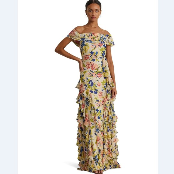 Lauren Ralph Lauren Floral Off-Shoulder Maxi Dress - Picture 6 of 16